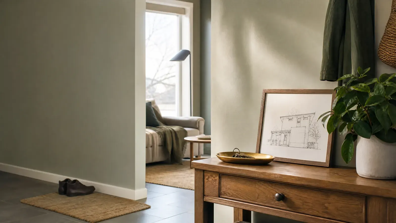 Illustrative well-kept residential entryway